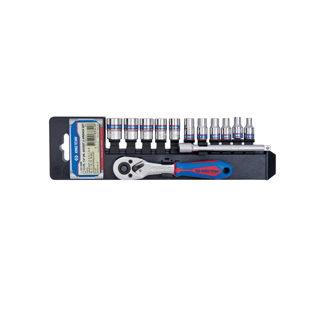 King Tony | Socket Set 1/4″ w/ Ratchet & Extension