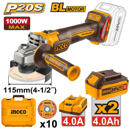 Ingco 20V Lithium-Ion angle grinder Set