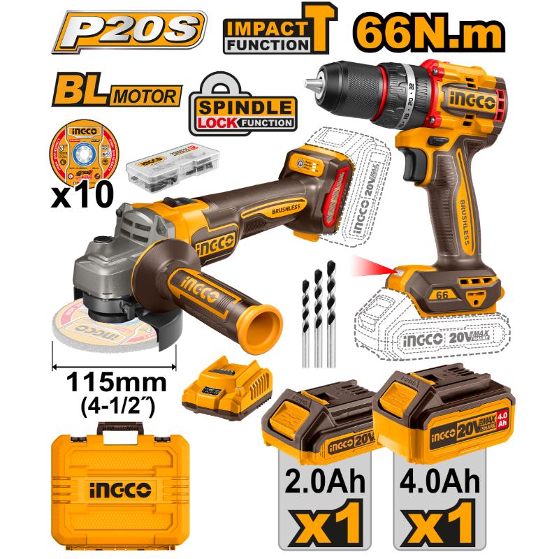 Ingco Lithium-ion Cordless 2 Piece Combo Kit