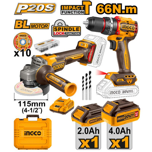 Ingco Lithium-ion Cordless 2 Piece Combo Kit