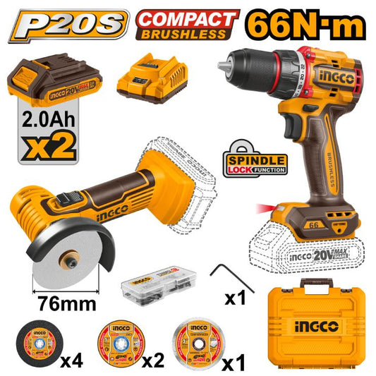Ingco Lithium-ion Cordless 2 Piece Combo Kit