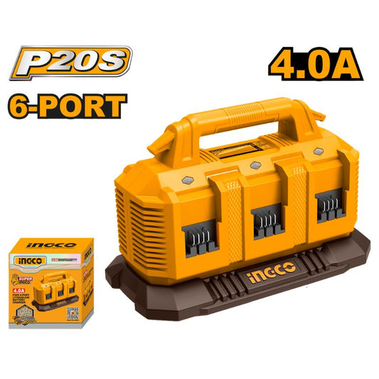 Ingco 20V Lithium-Ion Battery charger 6 x 4.0A